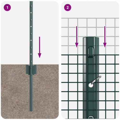 Kyllingetrådhegnsæt Sæt af 2 Grøn Metal 10 x 0,5 m hegn