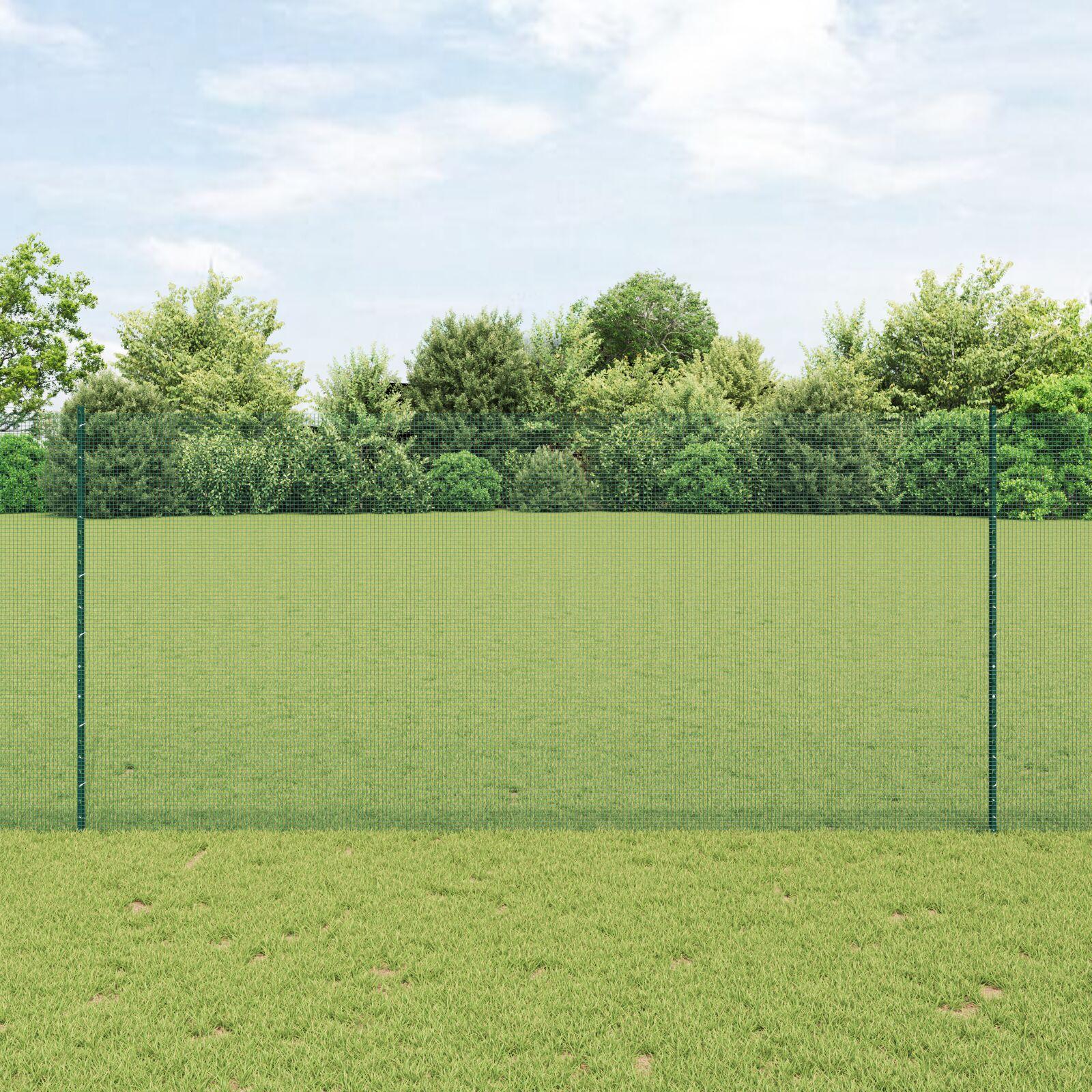 Svejsestålhegn med stolper 10 × 1,4 m - grøn PVC-belagt mesh