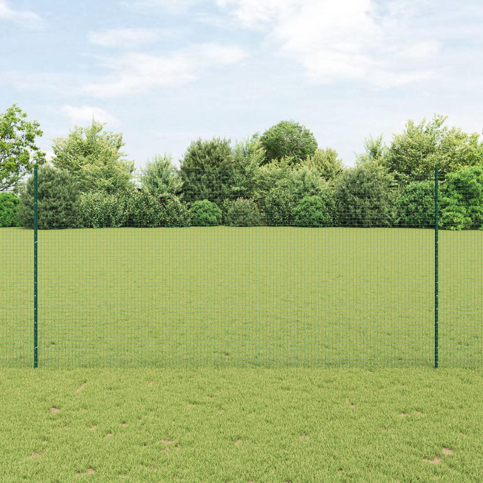 Svejsestålhegn med stolper 10 × 1,6 m - grøn mesh, PVC-belagt stål