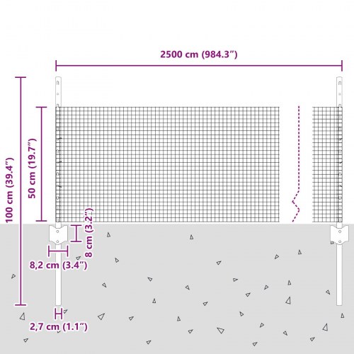 Kyllingetrådhegnsæt Sæt af 2 Grøn Galvaniseret stål 25 x 0.5 m