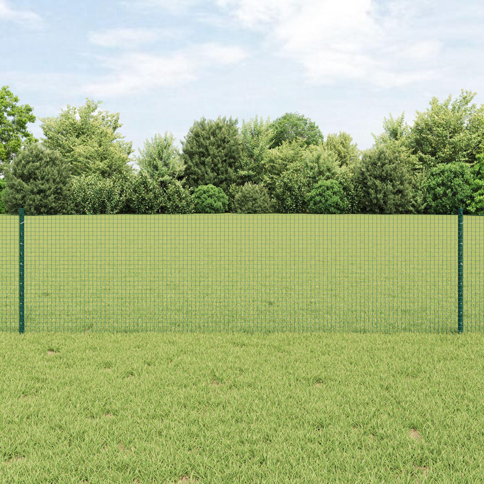 vidaXL Svejsede trådhegn med stolper 0,6 x 25 m Stål og PVC Grøn Mesh