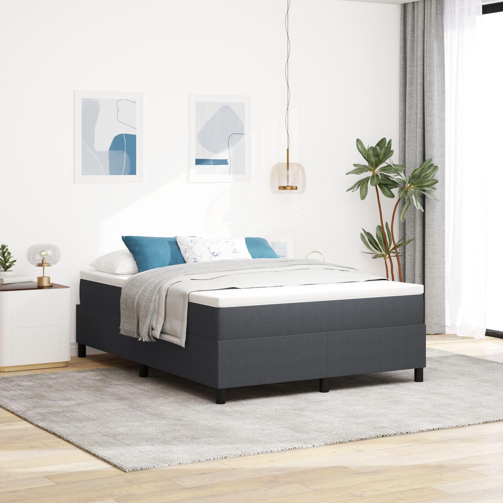 Box spring seng Mørkegrå og Hvid 140 x 190 cm Velourstof