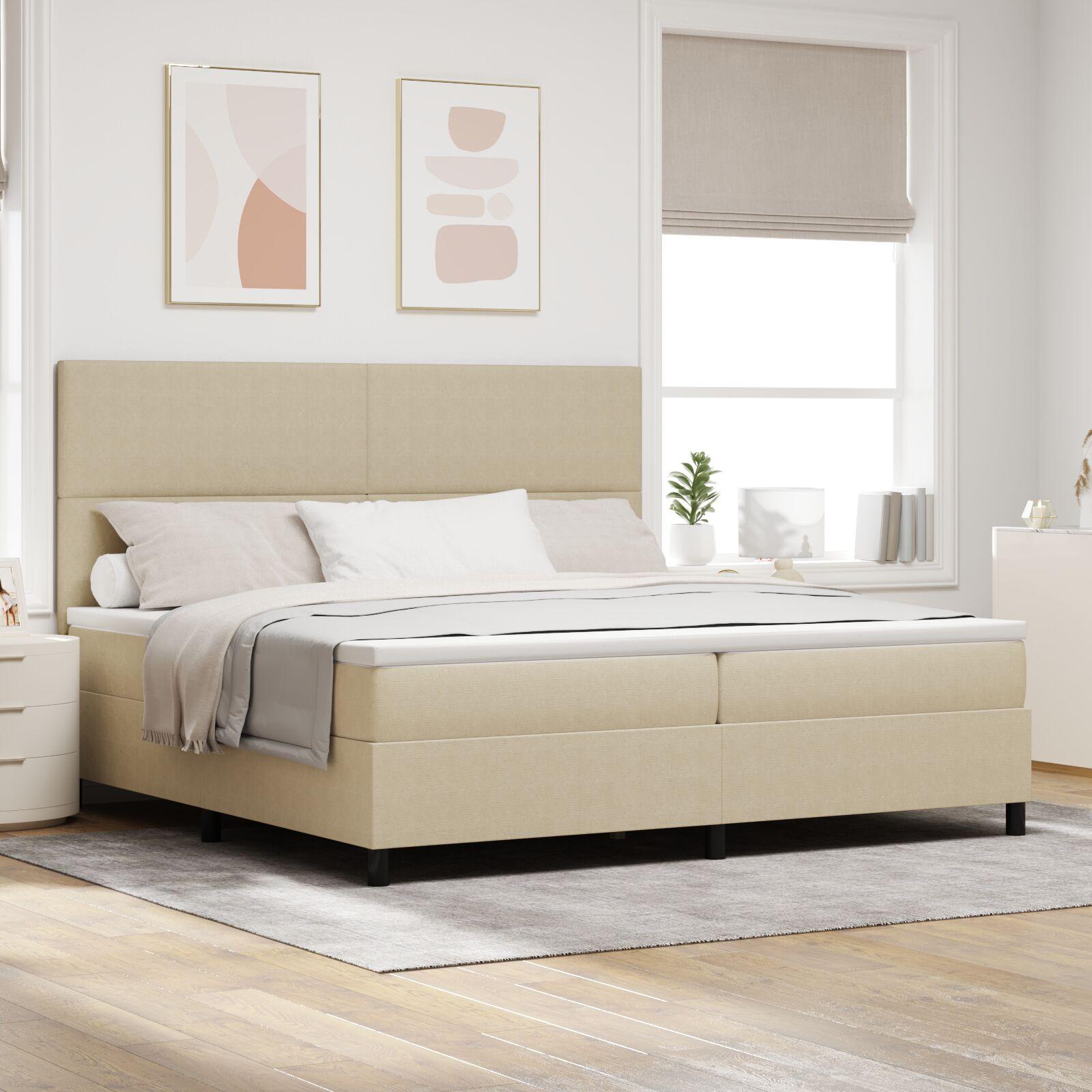 Box spring seng Lys Grå og Hvid 200 x 200 cm Velourstof