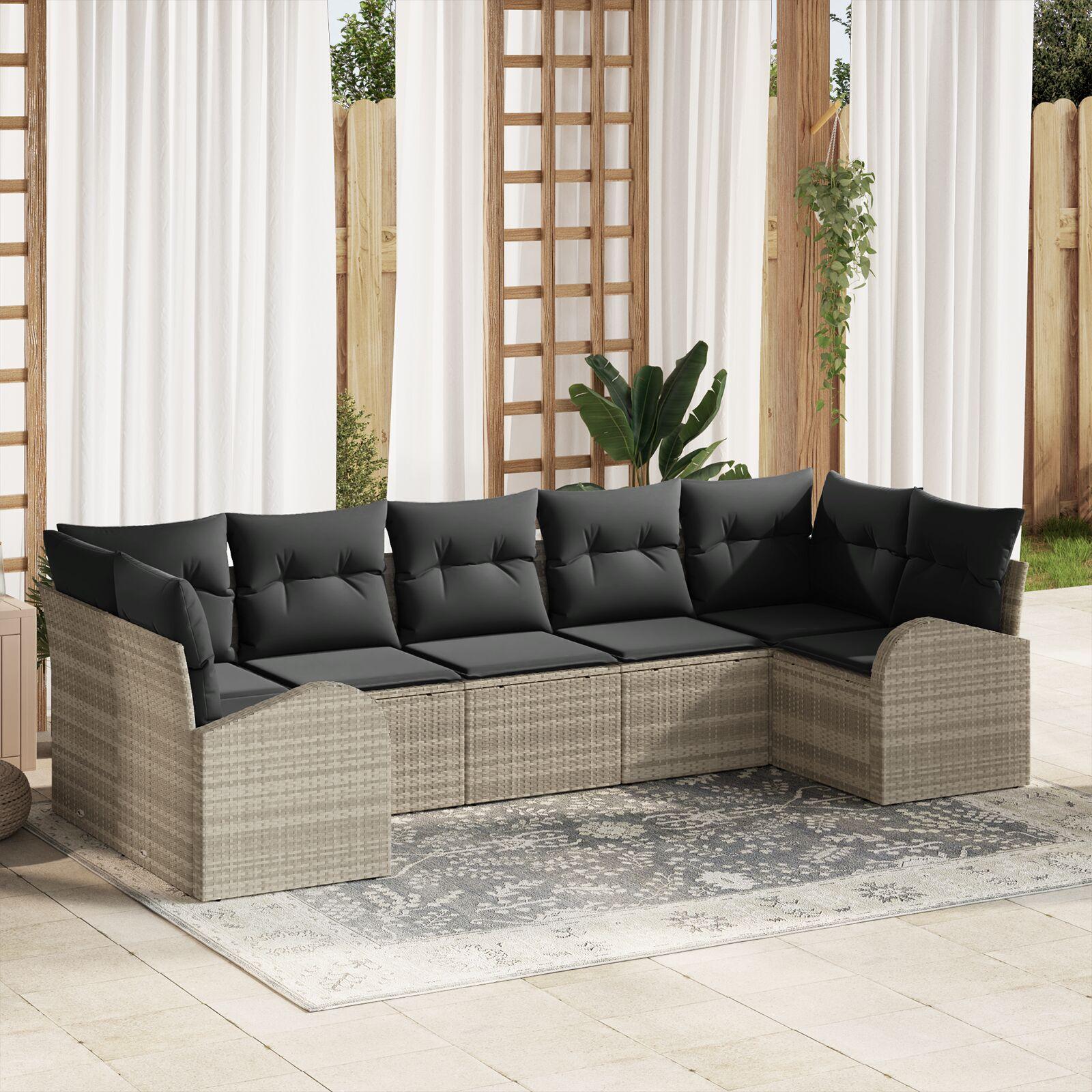 Have sofa sæt Sæt af 7 Sorte puder, Beige ramme