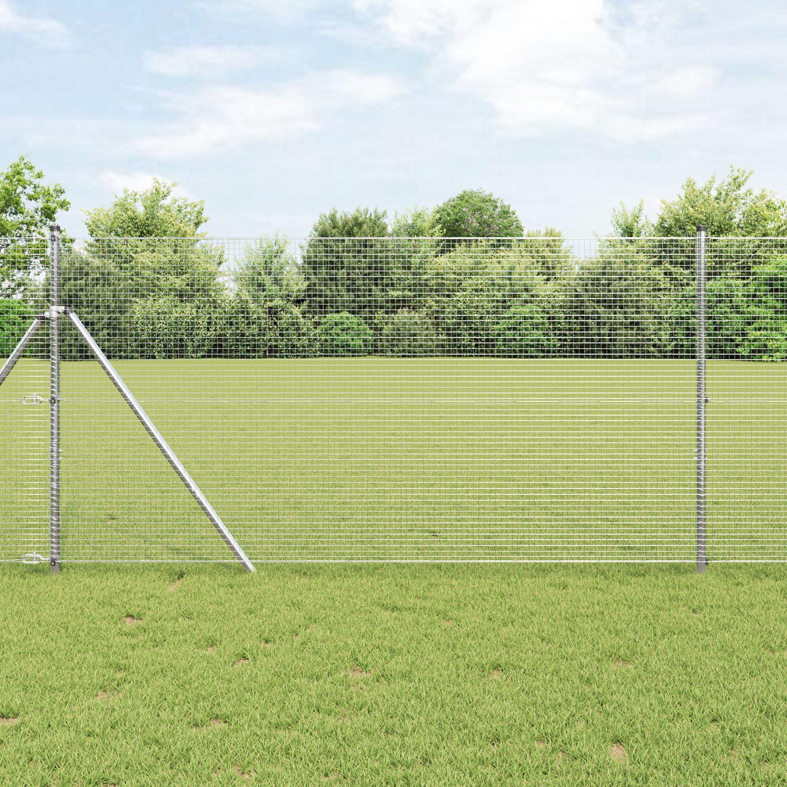 Svejset Trådhegn med 7 Stolper 1,4x10 m Galvaniseret Stål