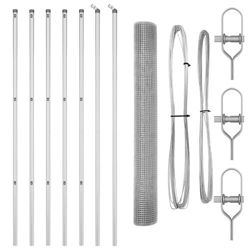 Svejset Trådhegn med 7 Stolper 1,4x10 m Galvaniseret Stål