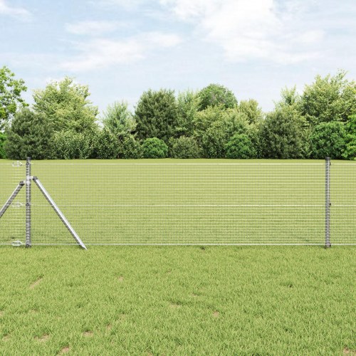 Hegnspost Sæt med Paneler Sæt af 2 Galvaniseret Stål 25 x 0.5 m