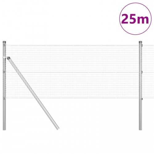 Hegnspost Sæt med Paneler Sæt af 2 Galvaniseret Stål 25 x 0.5 m