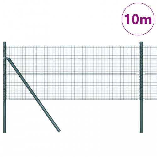 Svejset trådgitter med 7 stolper Grøn 0.8x10 m Stål