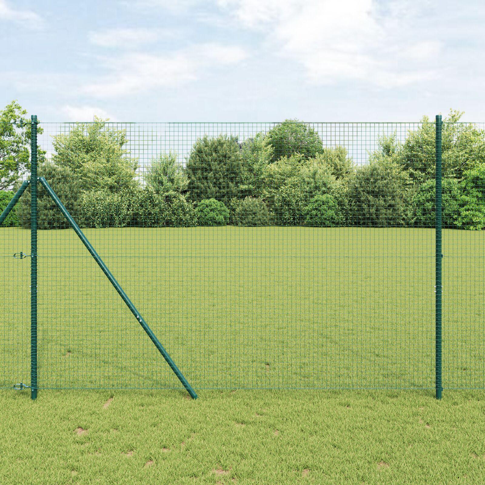 Indhegning Pæl Sæt 2 stk Grøn Stål, PVC 10 x 1.5 m Slidstærk