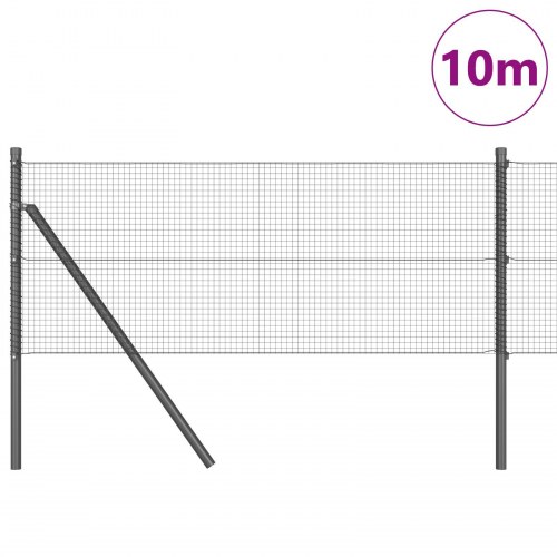 Svejset Trådhegn med 7 Stolper Grå 0.8x10 m Stål