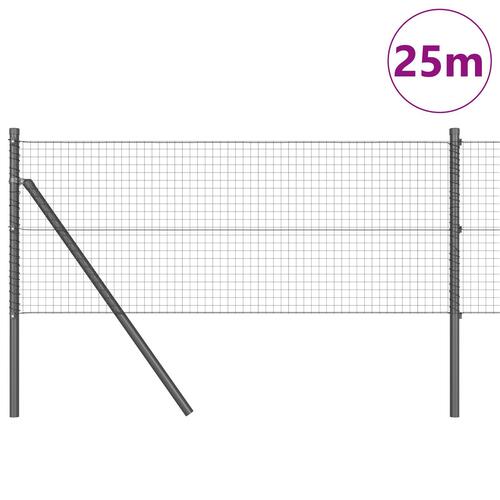 Svejset Nethegn med 13 Stolper Grå 0.6x25 m Stål