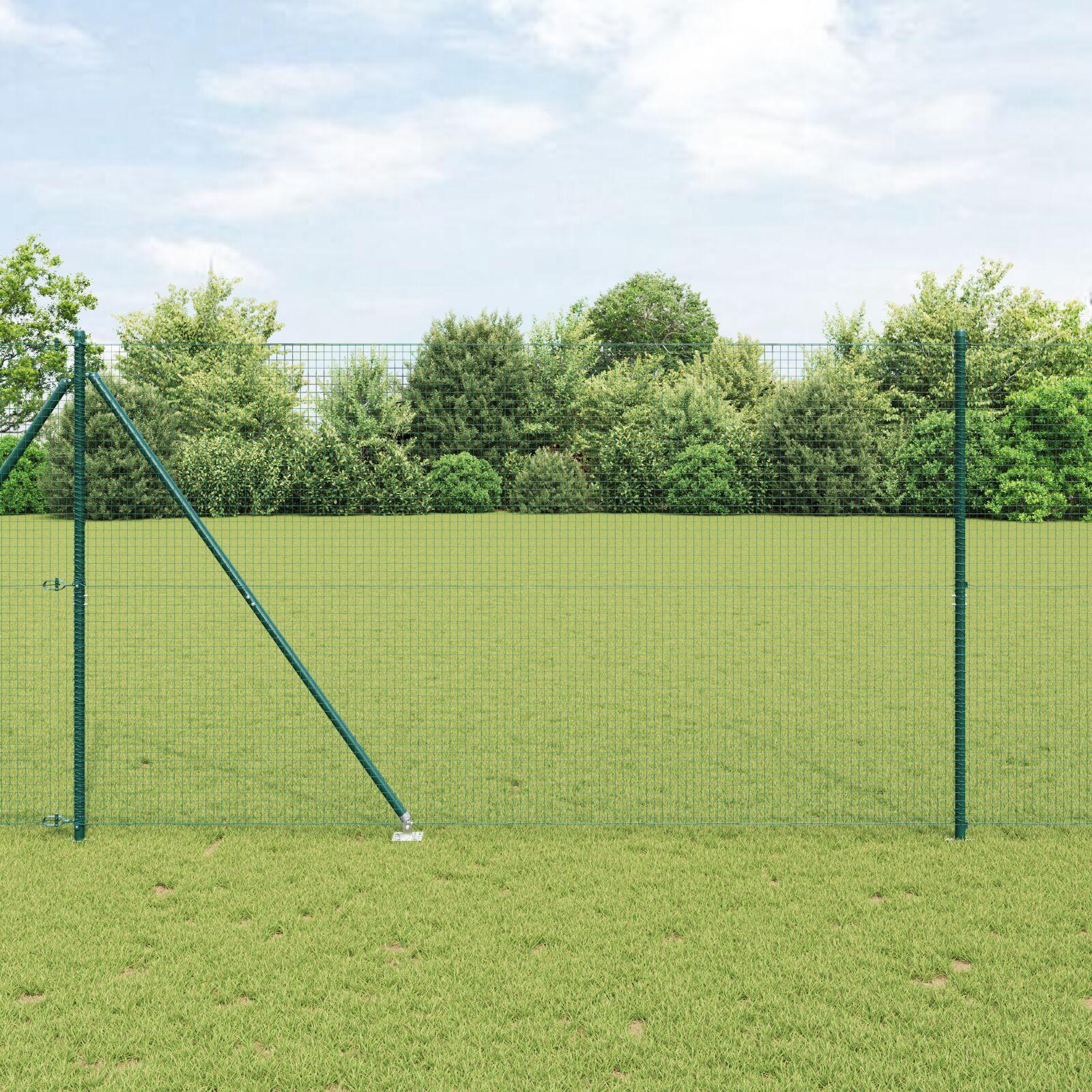 vidaXL Svejset trådhegn med spidser 10 x 1,5 m PVC-belagt Stål Grøn