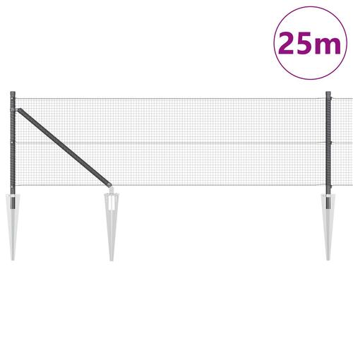 Svejset Trådhegn med 13 Spydposter Grå 0.6x25 m Stål