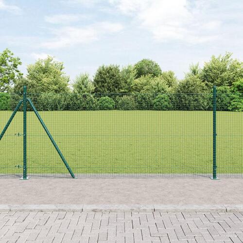 Svejset Metalhegn med 7 flansede stænger Grøn 0.8x10 m Stål