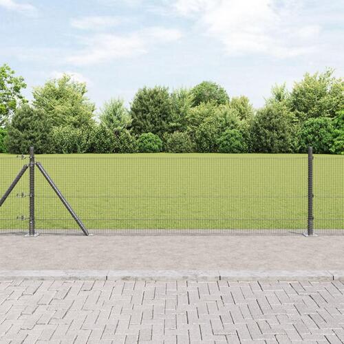 Svejset Nethegn med 7 Flangerede Stolper Grå 0,6x10 m Stål