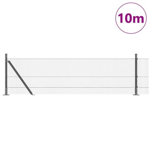 Svejset Nethegn med 7 Flangerede Stolper Grå 0,6x10 m Stål