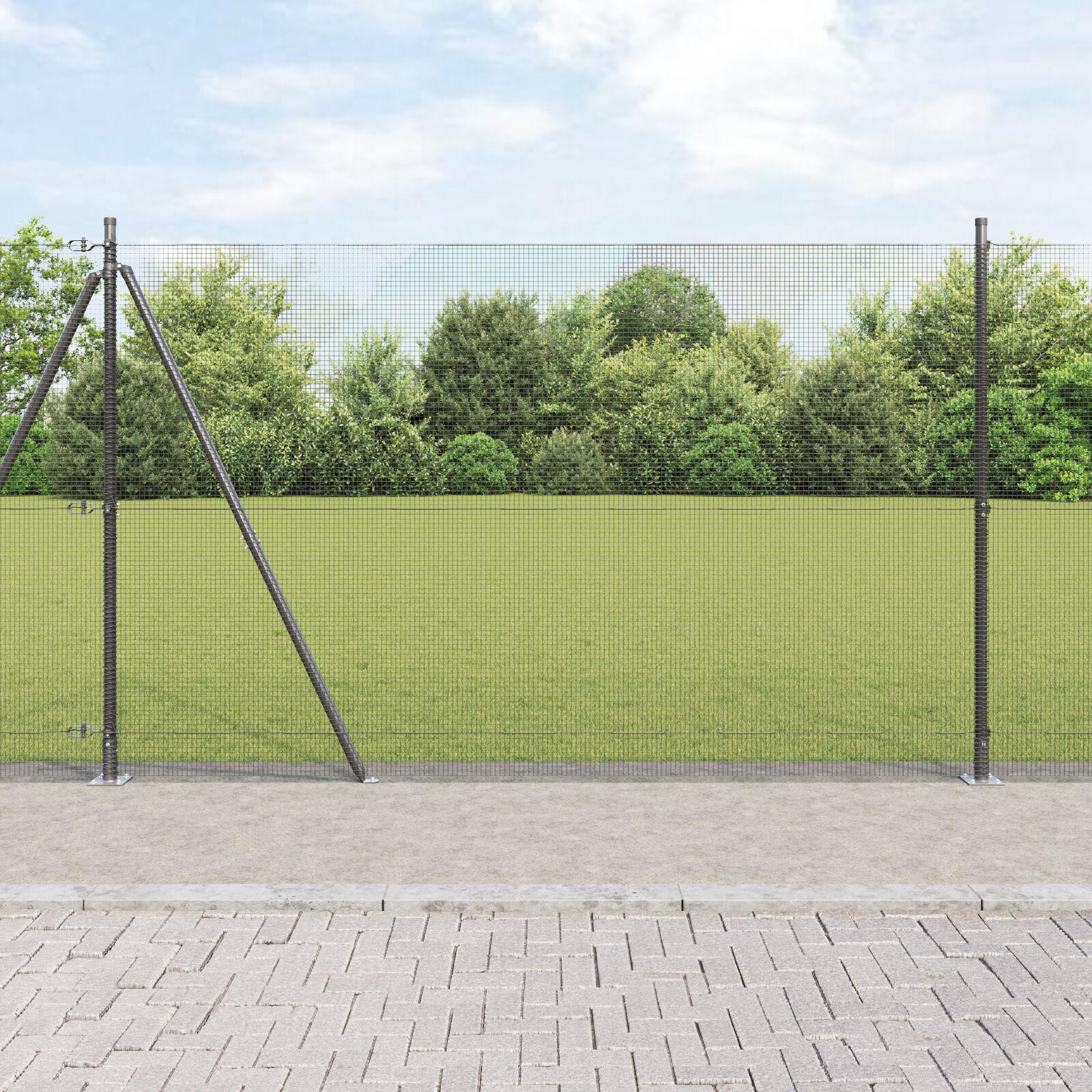 Svejset trådhegn med betonsokkel 10 × 1,4 m - PVC-belagt stål, grå