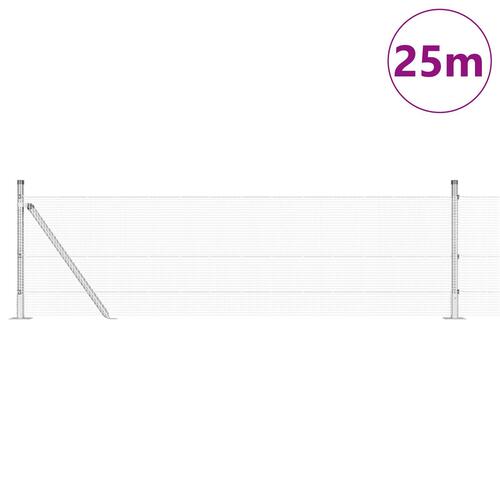 Svejset trådhegn med 13 flangerede pæle grå 0.4x25 m stål