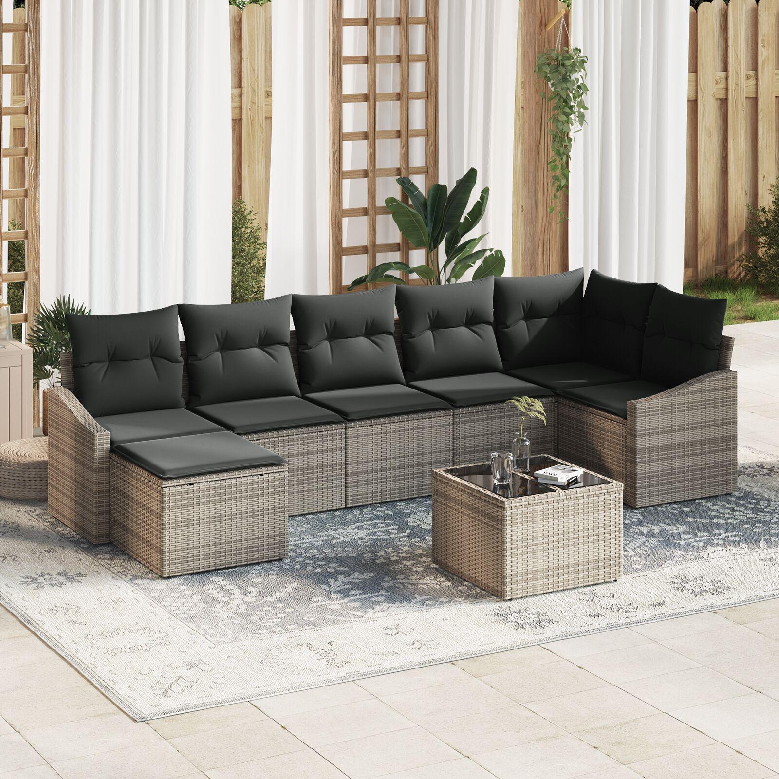 Have Spisebordssæt med pude med opbevaring 8 stk Lysegrå