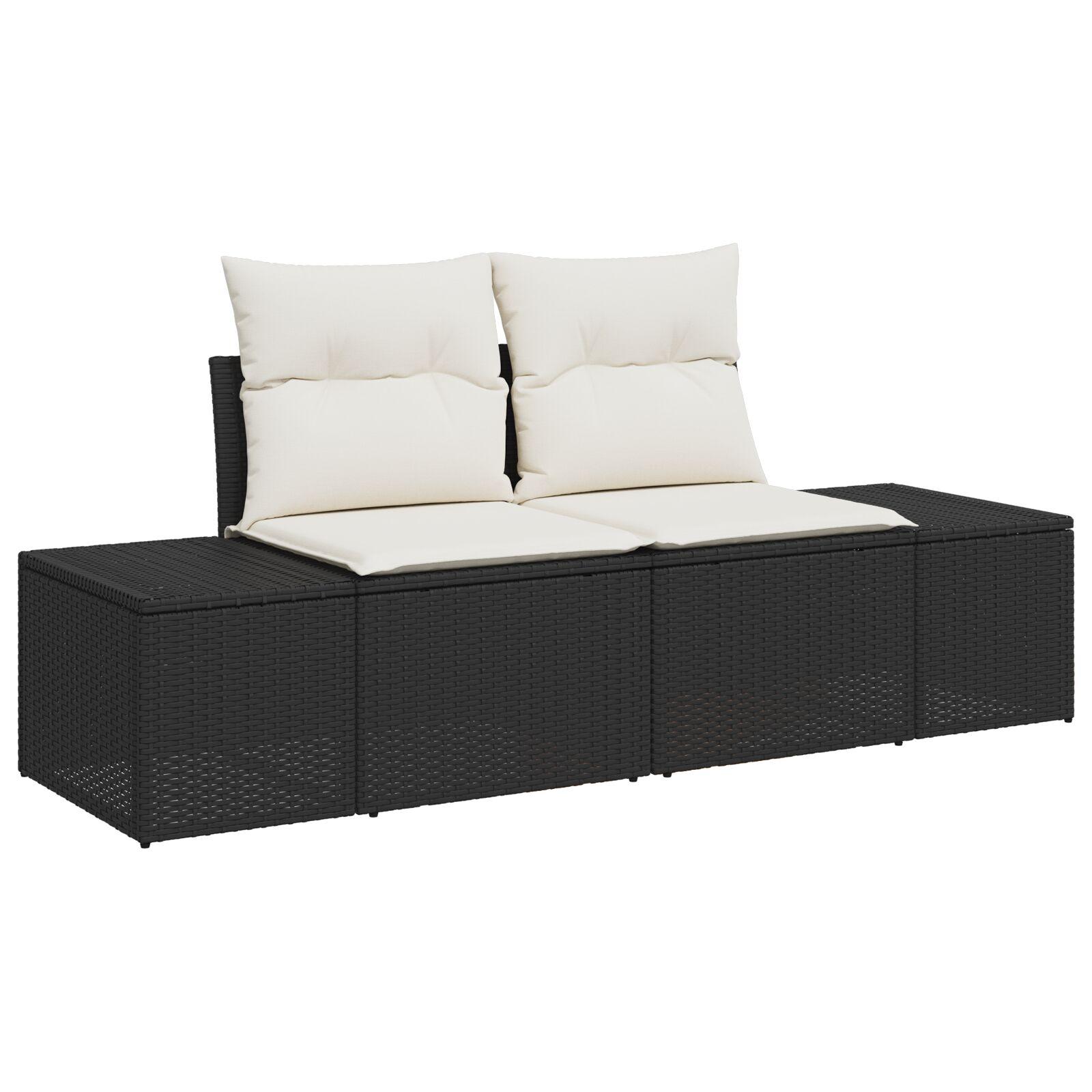 Havesofa Sæt Med Opbevaring 9 Dele Polyrattan - Sort og hvid