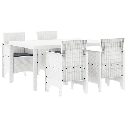 5 dele have sæt med hynder hvid polyrattan