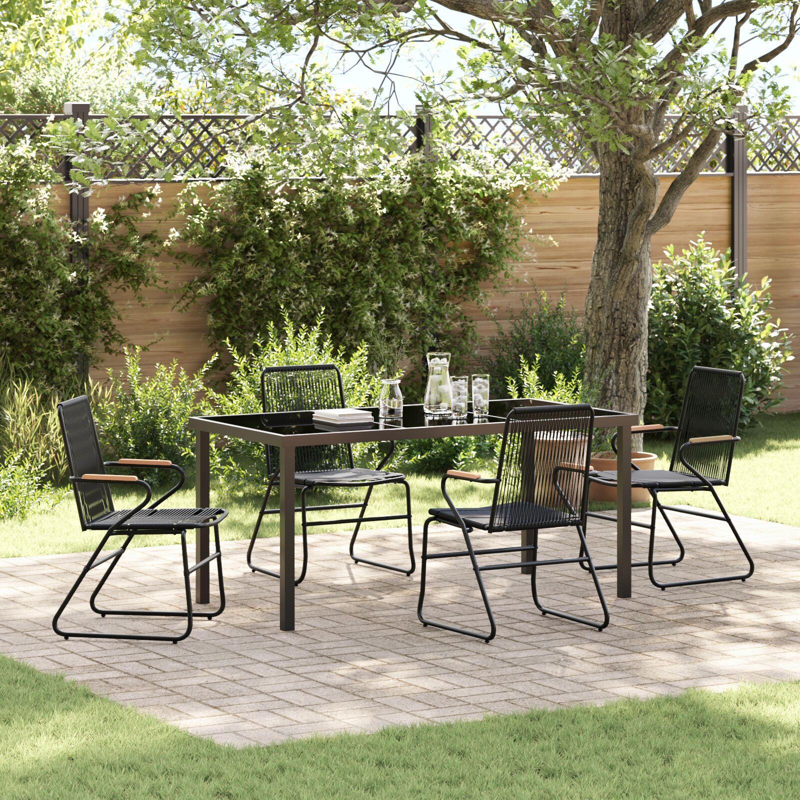 Have Spisebordssæt 5 stk Sort PVC rattan