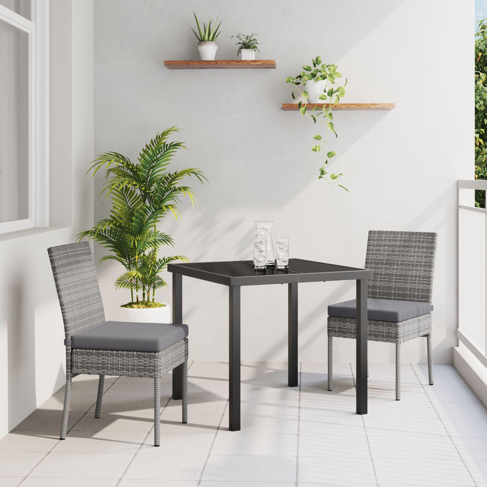 Have Spisebordssæt 3 Dele Pulverlakeret Stål - Grå / 80 cm / 2-personers
