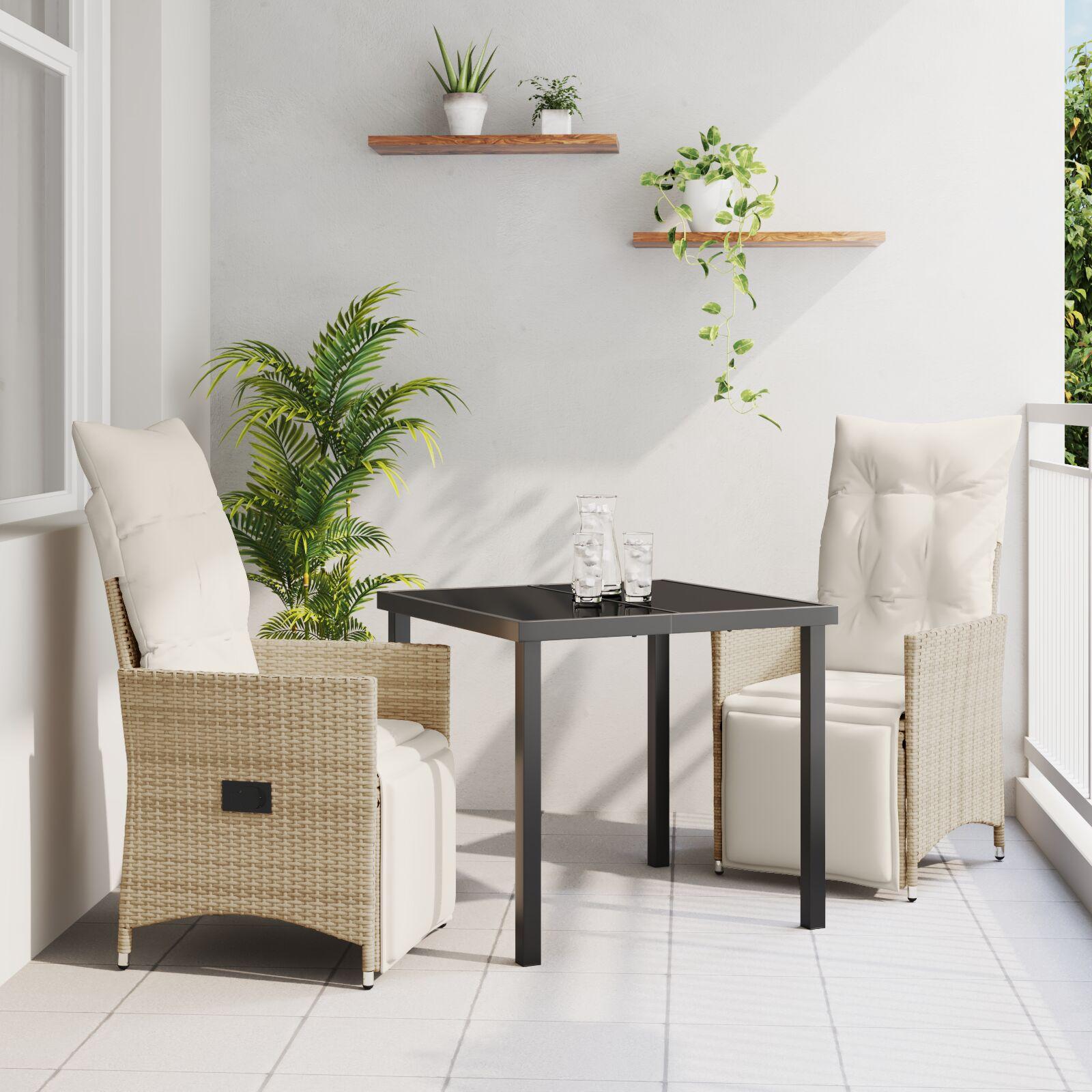 Have Spisebordssæt med pude 3 stk Beige Poly rattan