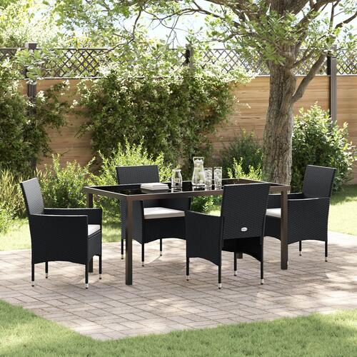 5-delt have spisesæt Sort Poly Rattan