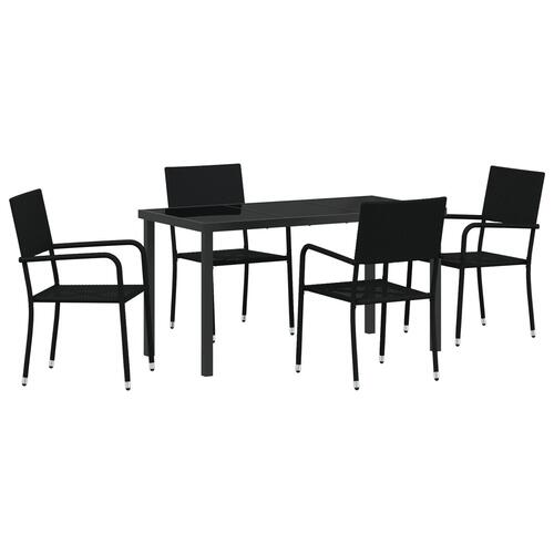 5 dele havemøbler sæt Sort Poly Rattan
