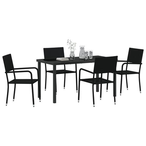 5 dele havemøbler sæt Sort Poly Rattan
