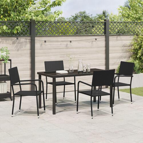5 dele havemøbler sæt Sort Poly Rattan
