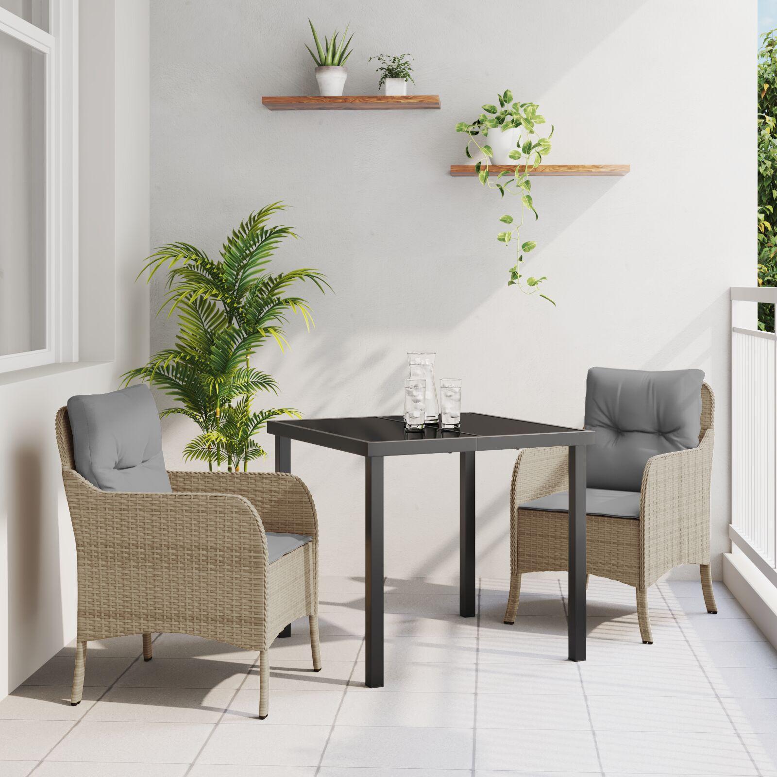 Have Spisebordssæt med pude 3 stk Beige Poly rattan