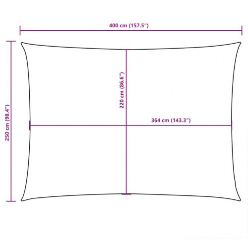 Solsejl 2,5 × 4 m i oxfordstof - rektangulær, rød