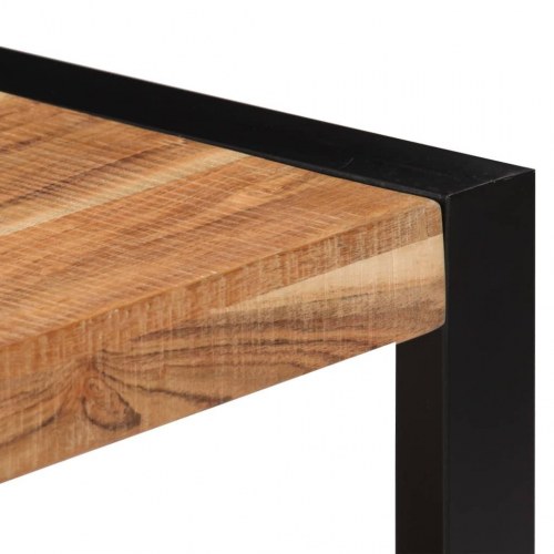 Sofabord 60×60×40 cm i massivt akacietræ - industrielt design med hylde