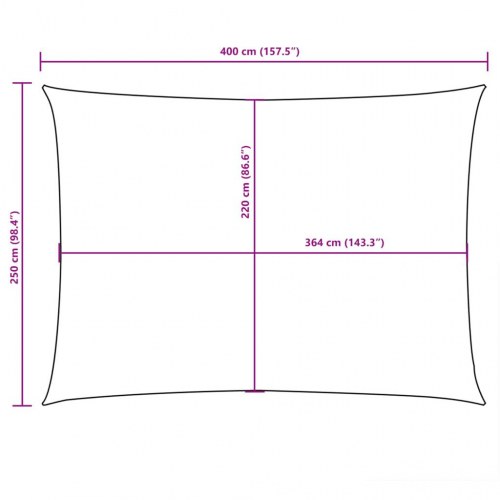 Solsejl 2,5 × 4 m - rektangulær, oxfordstof, blå