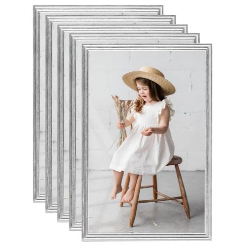Billedrammer 5 stk. til væg 70x90 cm MDF sølvfarvet