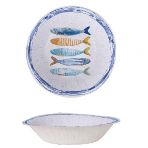 Inde engangstallerkener, pap, 450 ml - blå, 6 stk (24 enheder)