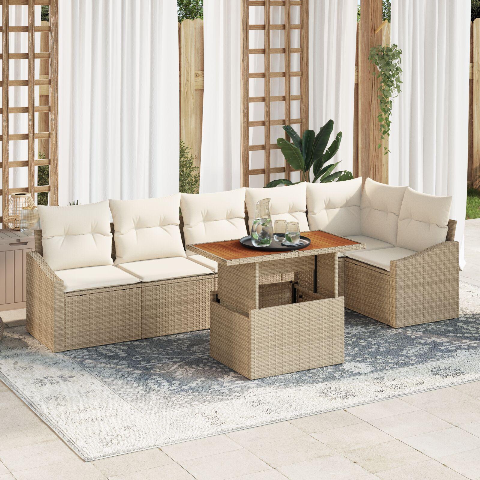 Have Spisebordssæt 7 stk Beige og creme 100 x 55 x 73 cm