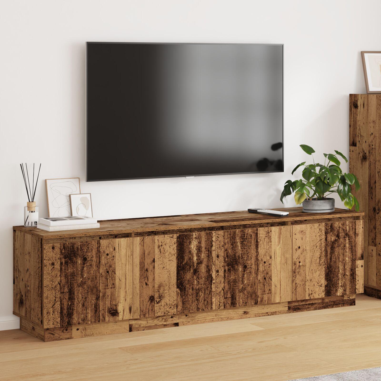 TV-skab med LED Gammelt træ 180 x 38 x 49 cm Konstrueret træ