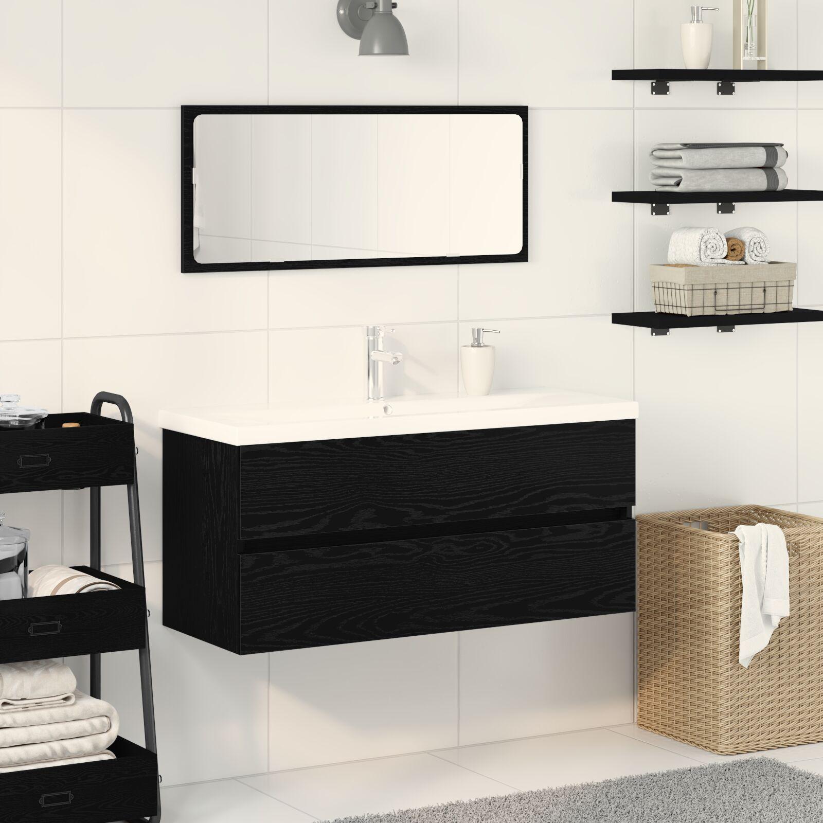 Badeværelsesskabsunder Sort eg 90 x 39 x 62 cm Konstrueret træ