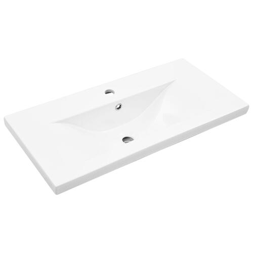 Vaskeskab med Indbygget Vask Sort Eg Konstrueret Træ, Vaskeskab Sort Eg 80x38.5x45 cm Konstrueret Træ