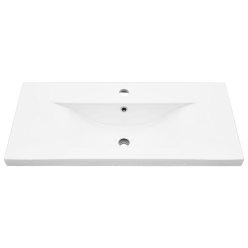 Vaskeskab med Indbygget Vask Sort Eg Konstrueret Træ, Vaskeskab Sort Eg 80x38.5x45 cm Konstrueret Træ