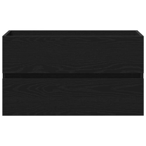 Vaskeskab med Indbygget Vask Sort Eg Konstrueret Træ, Vaskeskab Sort Eg 80x38.5x45 cm Konstrueret Træ