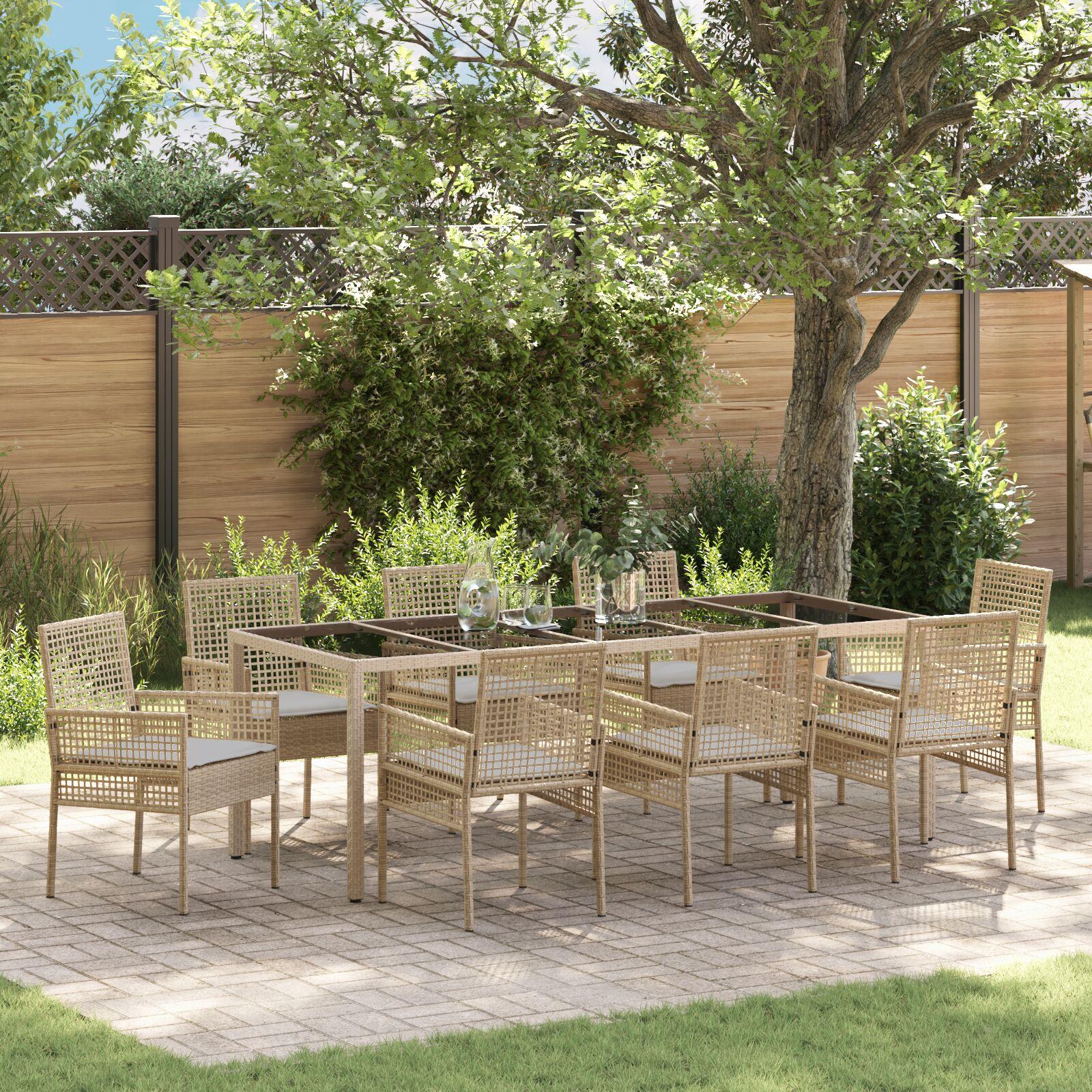 Have Spisebordssæt 9 stk Beige Poly rattan