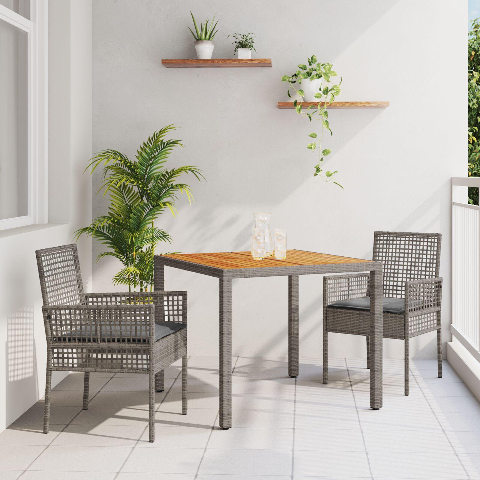 Have Spisebordssæt 3 stk Grå Poly rattan
