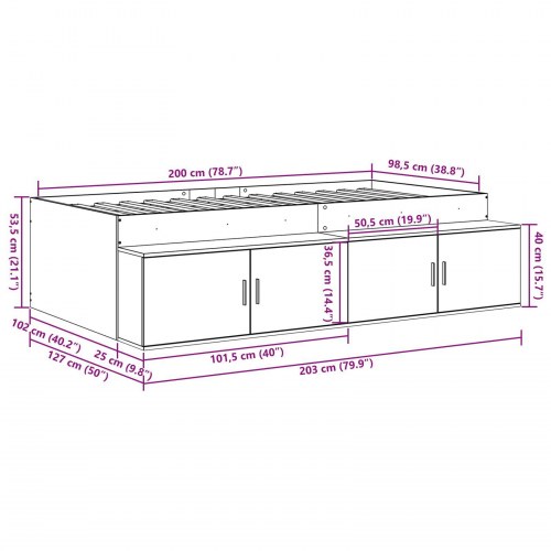 Opbevarings Sengestel Gamle Træ 100x200 cm