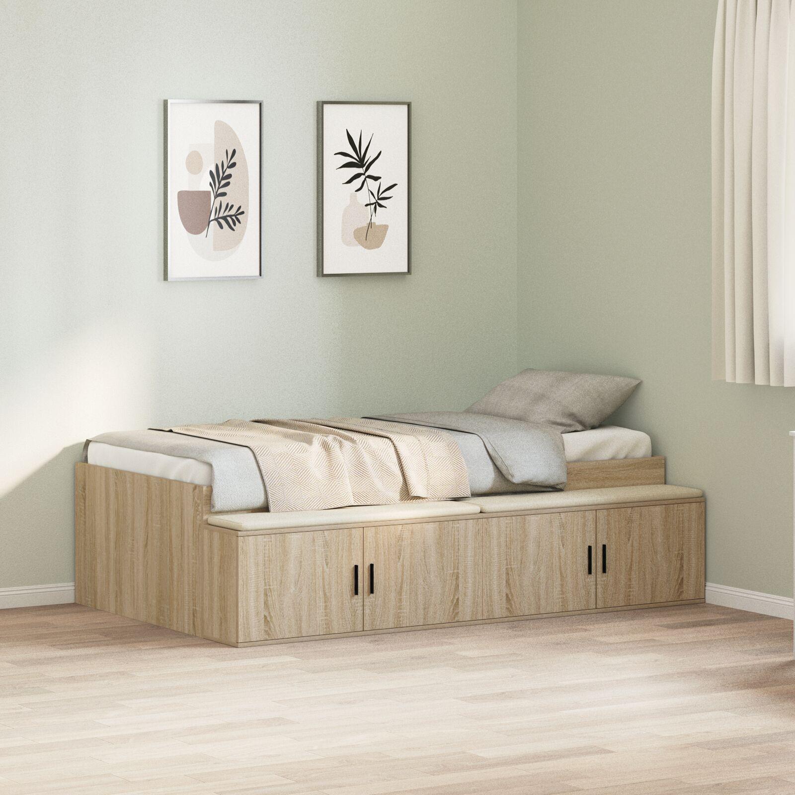 Seng med opbevaring Sonoma-eg 90 x 200 cm Konstrueret træ