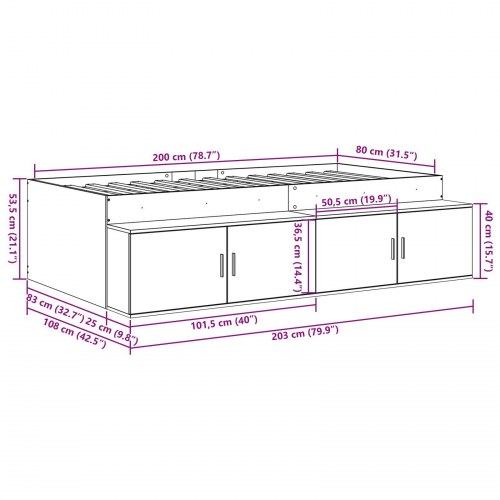 Opbevarings sengestel gammelt træ 80x200 cm